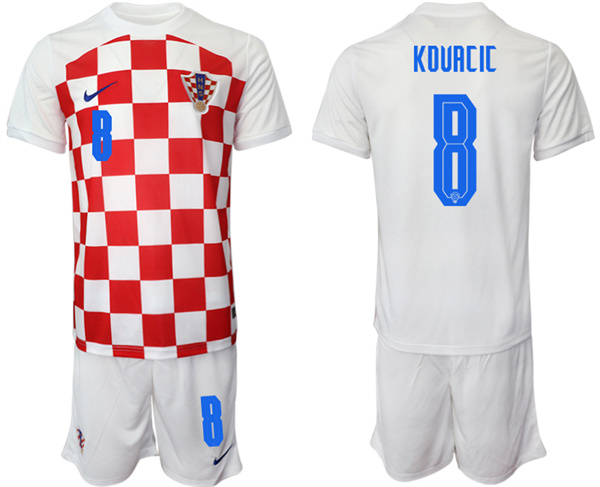 Men's Croatia #8 Kovacic White Home Soccer Jersey Suit